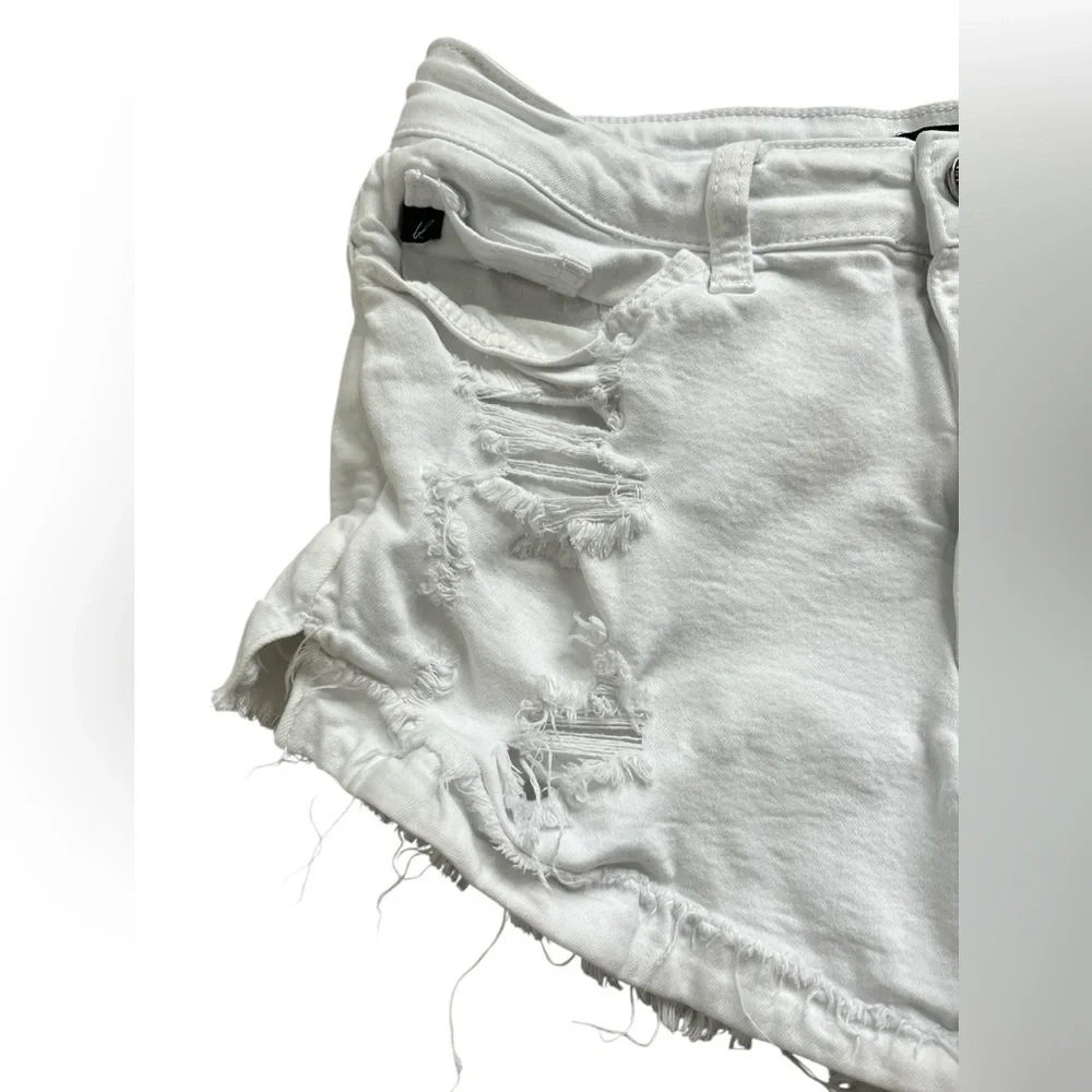 Kancan White Distressed High Rise White Jean Shorts Size 11/29 - Picture 2 of 5